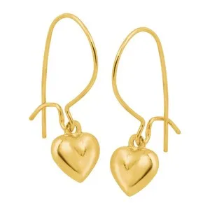 Authentic 1Ct Round Cut Real Moissanite Heart Drop Dangle Earring 14K Yellow Gold Plated