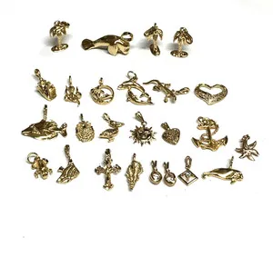 Authentic VTG Lot 25 Gold Plated Charms 39 Grams Sea Creatures, Palm Trees, Beach + MORE
