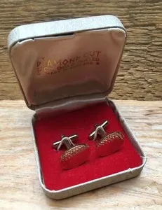 Authentic The Gilded Sentinel: Mid-Century Diamond-Cut Cufflinks
