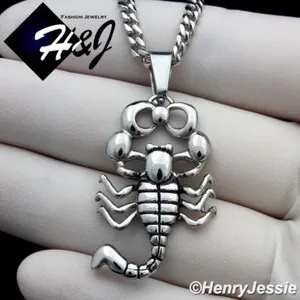 Authentic 18-36" 3mm Silver/Gold Plated Cuban Chain Scorpion Pendant*P97