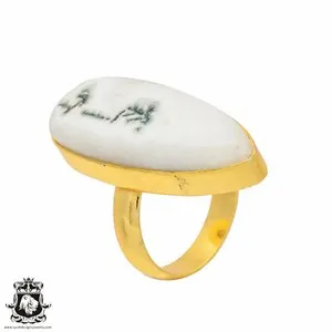 Authentic Size 8.5 - Size 10 Adjustable Solar Quartz 24K Gold Plated Ring GPR160