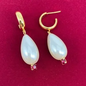 Authentic Celestial Orbs of Luminous Grace: Gold-Plated Pearl Adornments