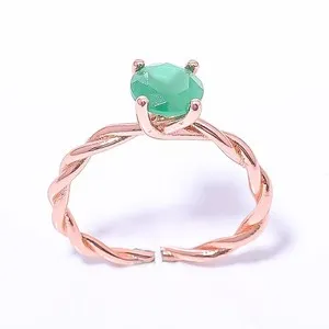 Authentic Emerald Enchantment: Rose‑Gold Plated Lab‑Created Ring of Cosmic Harmony