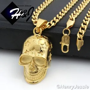 Authentic The Sovereign Skull: 5mm Gold-Plated Cuban Curb Chain and Pendant