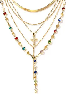 Authentic Radiant Faith: The 14K Gold Plated Layered Cross Talisman