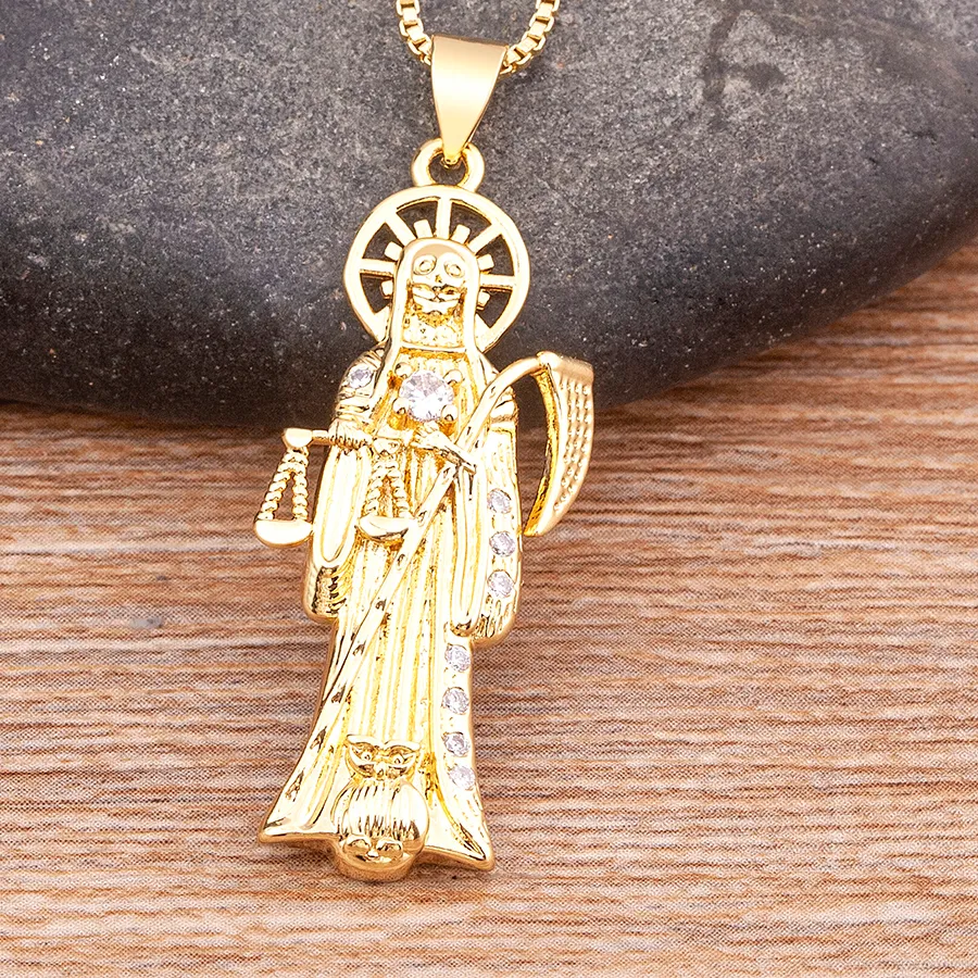 Authentic The Veiled Harvester: Zircon-Embellished Grim Reaper Talisman
