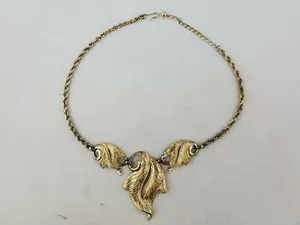 Authentic Vintage Napier Gold Plated Sterling Silver 16" Leaf Leaves Necklace 33g