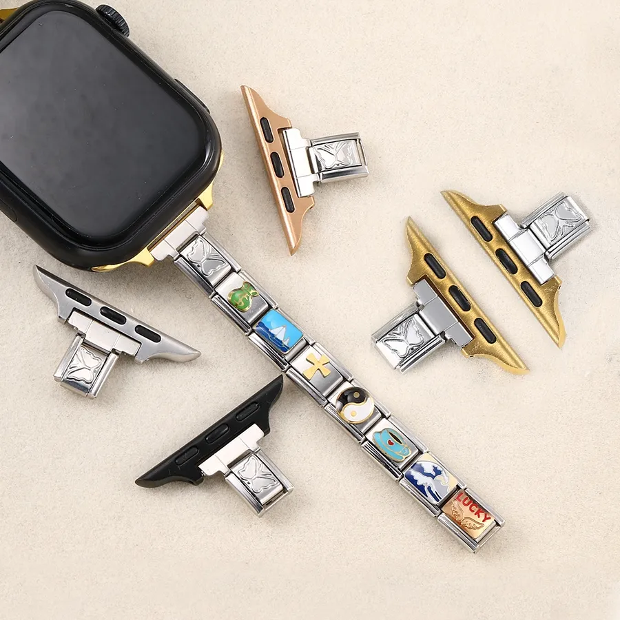Authentic Uring Butterfly Star 14Mm Strap Connector Adapter Fit 42 43 44 45 46Mm Smart Watch Italian Diy Jewelry