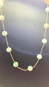 Authentic Genuine Stone Real Stone Gold Plated Necklace 17" $78 NWT #26