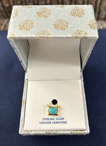 Authentic Shivam 925 Silver Necklace Pendant 14k Gold Plated With Turquoise Stone NIB