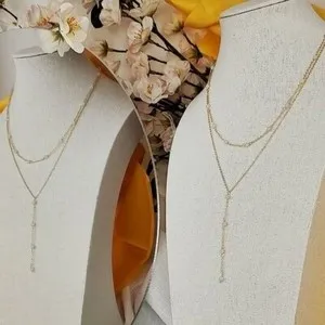 Authentic SHIVAM Necklace 14kt Gold Plated 925 sterling Silver White Onyx Layered