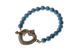 Authentic Genuine Semi-Precious Turquoise Beads Heart Toggle Meditation Healing Bracelet
