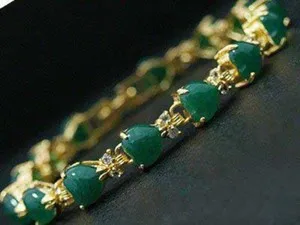 Authentic 18K Gold Plated Heart Shape Jade Zicron Turquoise Bracelet Jewelry Women