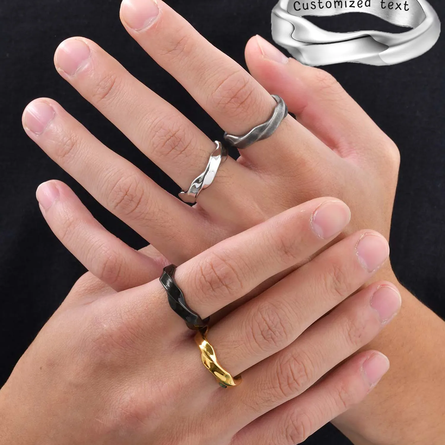 Authentic Shadowforge Band 5Mm Irregular Engraved Talisman Ring Of Personal Power