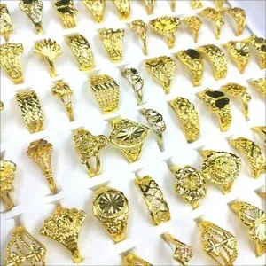 Authentic Mixed 20-100pcs Women's Jewelry Gold Plated Lady's Rings
