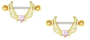Authentic Celestial Devotion Golden Winged Heart Nipple Shield Pair