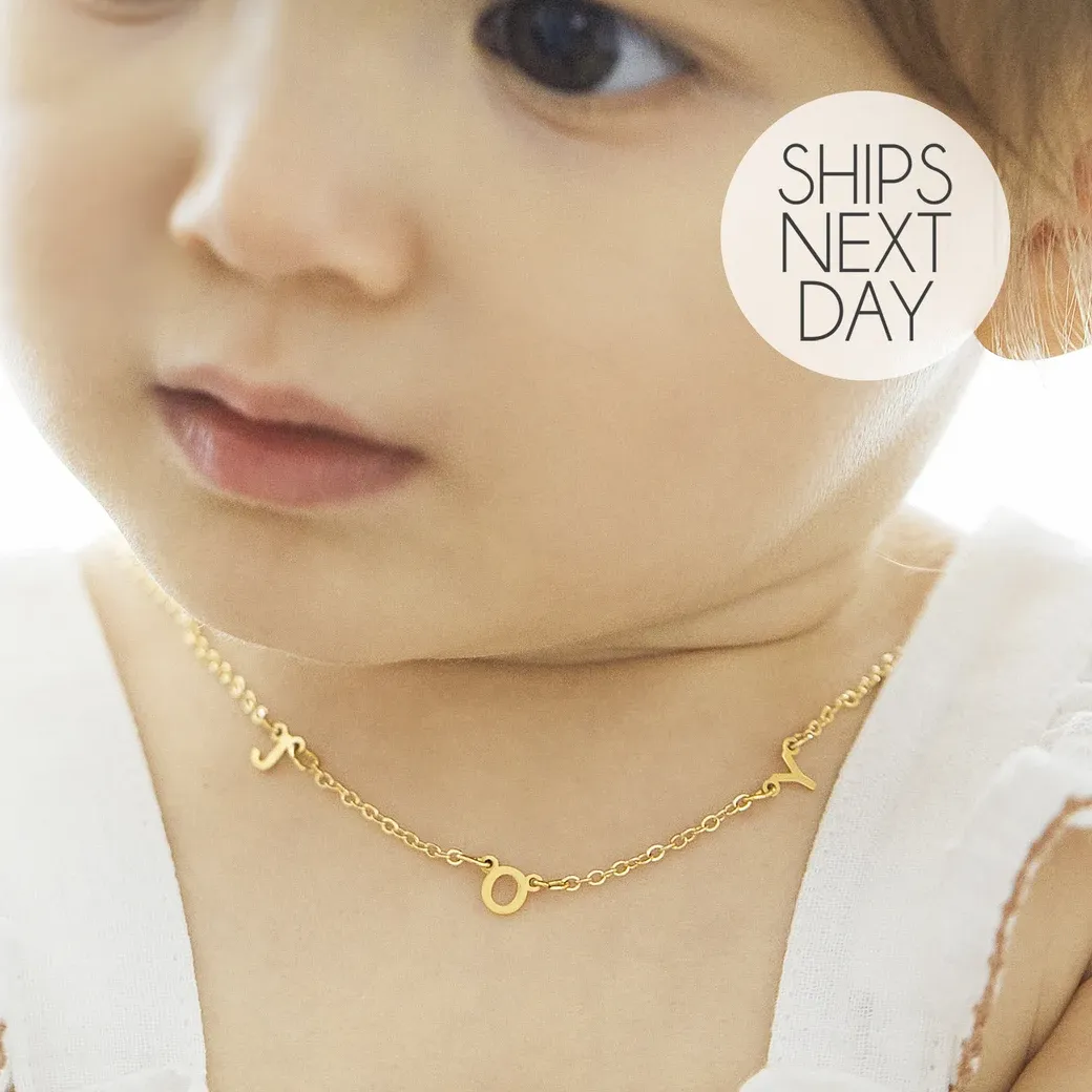 Authentic Baby Girl Personalized Flower Girl Proposal Initial Necklace for Toddler Custom Letter Necklace with Kids Name Baby Shower