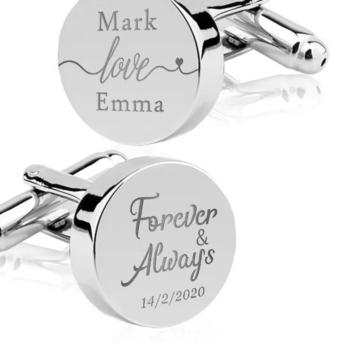Authentic Personalized Engrave Initial Cufflinks for Wedding Birthday Groomsmen Cufflinks Statement Jewelry