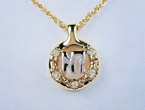 Authentic Nina Ricci Gold Plated Pendant with NR logo & Swarovski Crystals - 16-18" 0249