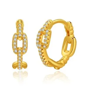 Authentic 18K Gold Plated hoop earrings, CZ pave huggies earrings one pair JWDHJ27