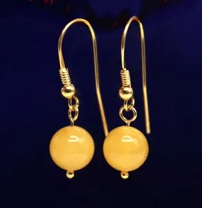 Authentic VTG Baltic Amber Butterscotch / Egg Yolk Color Earrings Gold Plated ST Silver