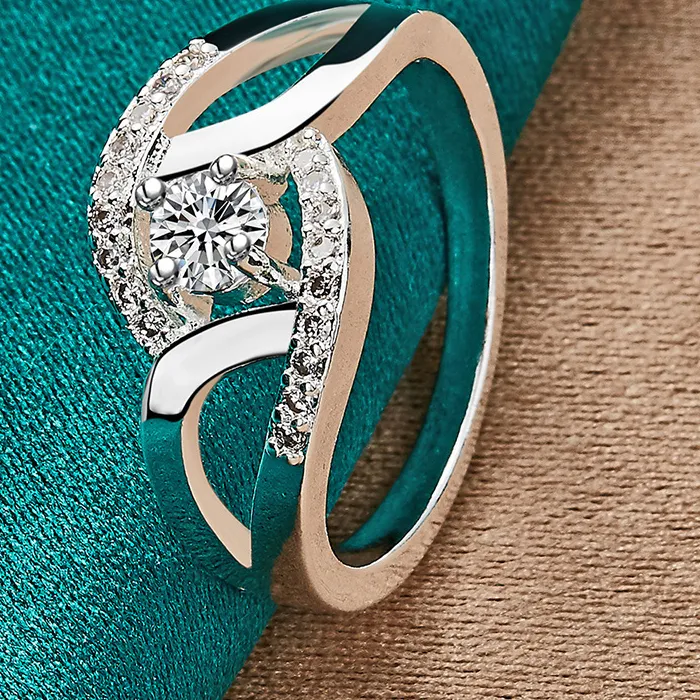 Authentic URMYLADY 925 Sterling Silver Angel Heart Zircon 7-10# Ring For Women Wedding Charm Engagement Jewelry