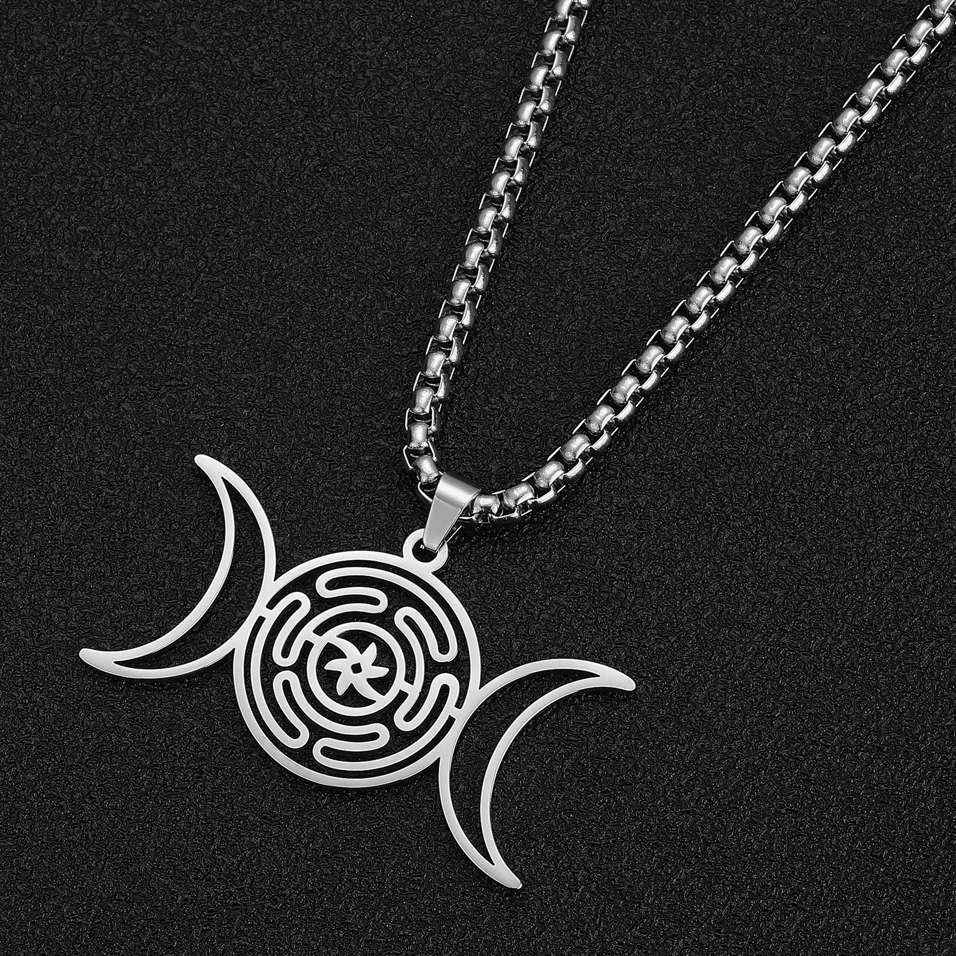 Authentic Wheel of Hekate Altar Talisman and Triple Moon Goddess Sovereign Necklace