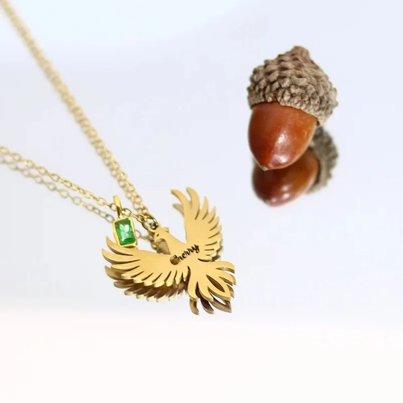Authentic Luminous Phoenix Name Necklace: A Guardian of Destiny