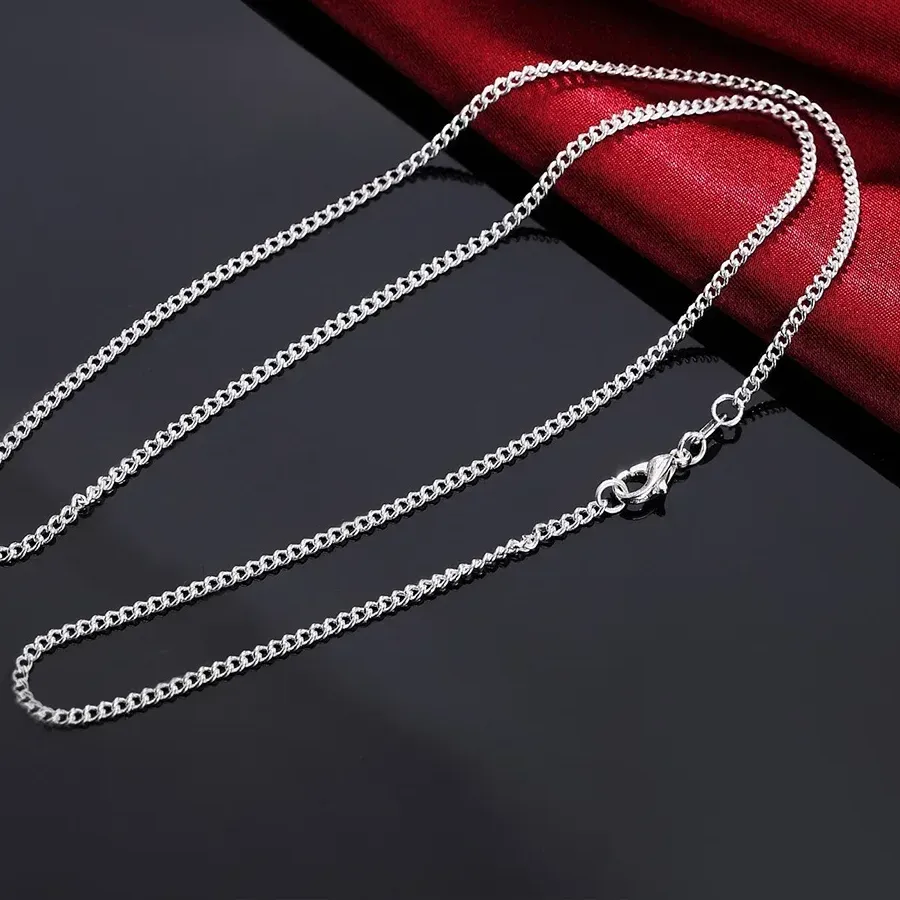 Authentic 40-75cm 925 Sterling Silver Necklace 16/18/20/22/24/26/28/30 Inch 2MM String Chain For Women Men For Jewelrys Pendants
