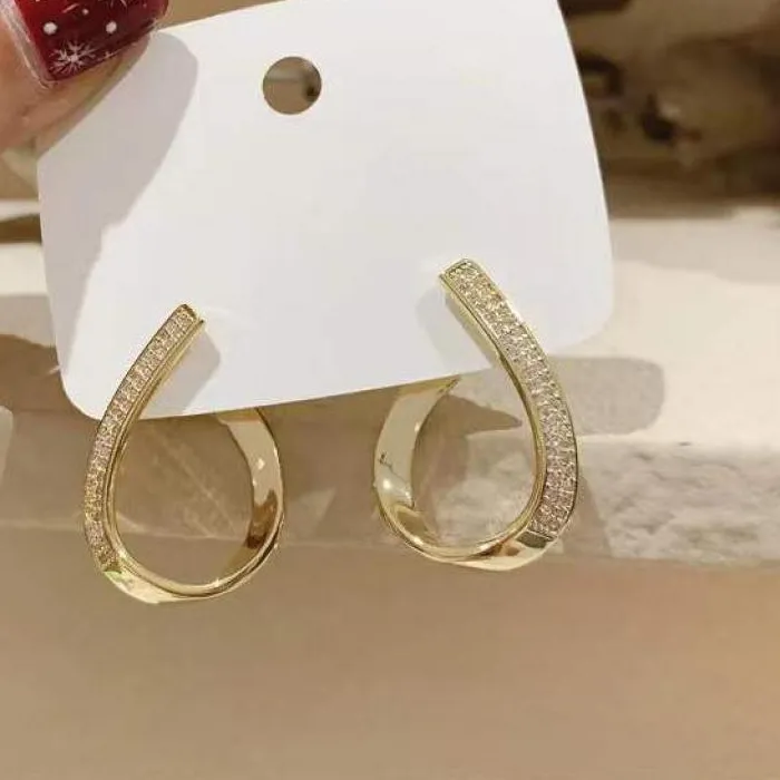 Authentic 925 Silver Needle Korean Crystal Geometric Earrings For Women Metal Earing Jewelry 2026 Trending Women's Earrings
