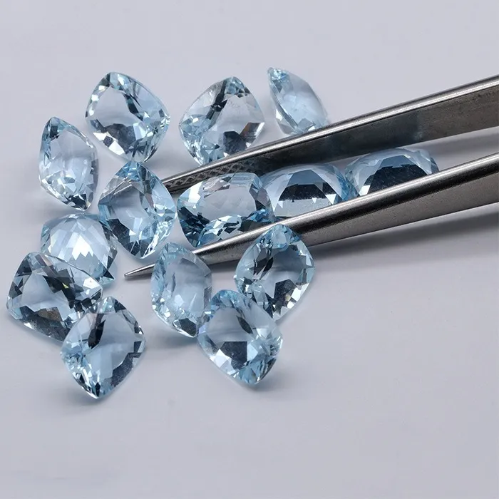 Authentic Natural Aquamarine Ring Face Fat Square Loose Stone Aaa Quality Ring Necklace Inlaid With Matching Stones