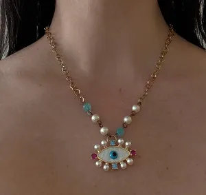 Authentic Kalliga gold-plated evil eye necklace