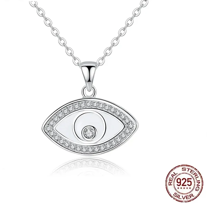 Authentic Kaletine Luck Turkey Blue Evil Eye Necklace 925 Sterling Silver Zircon Choker Necklace Jewelry Link Chain
