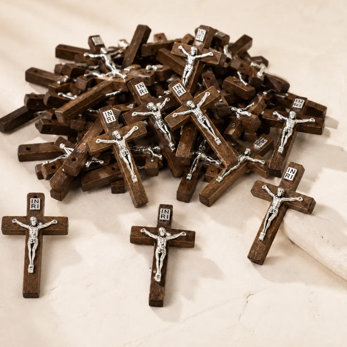 Authentic 50 100 200 Pcs Wood Jesus Cross Pendant Charms Christian Catholic Believers Faith Ornaments Jewelry Lots LR4100