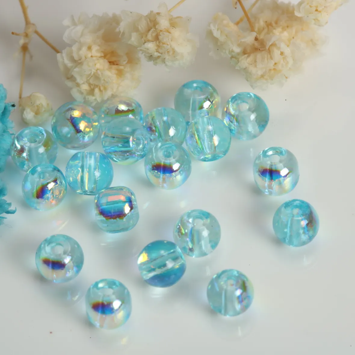 Authentic Celestial Lake‑Blue Aurora Beads – 4mm Sacred Glass for Mystic Creations