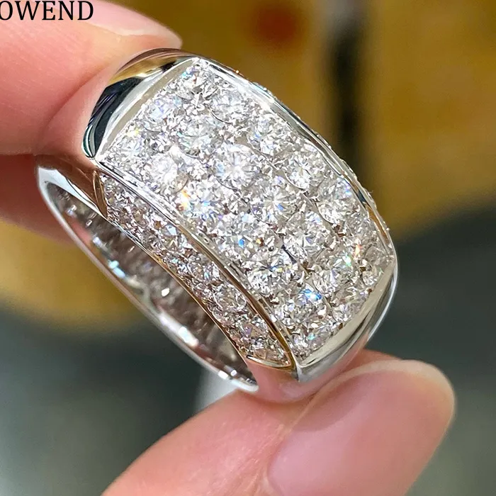 Luowend 100 18K White Gold Rings Design Real Natural Diamond Ring High Jewelry