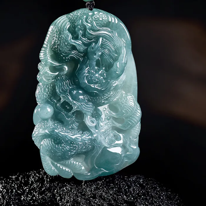 Authentic Natural Burmese Jadeite Dragon Pendant Necklace Luxury Jewelry Accessories Designer Real Jade Charm Gifts for Women