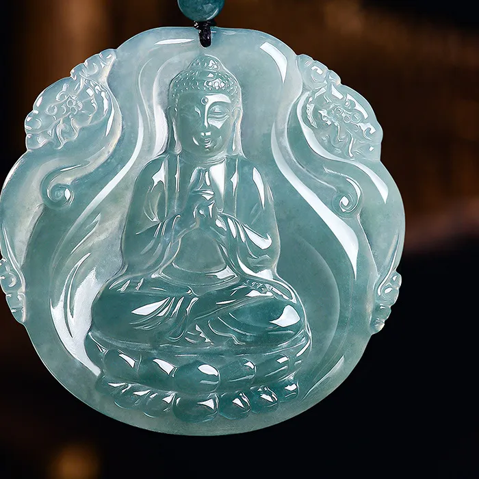Authentic Natural Burmese Jadeite Buddha Pendant Necklace Gemstone Real Jade Vintage Designer Jewelry Luxury Talismans Gifts for Women