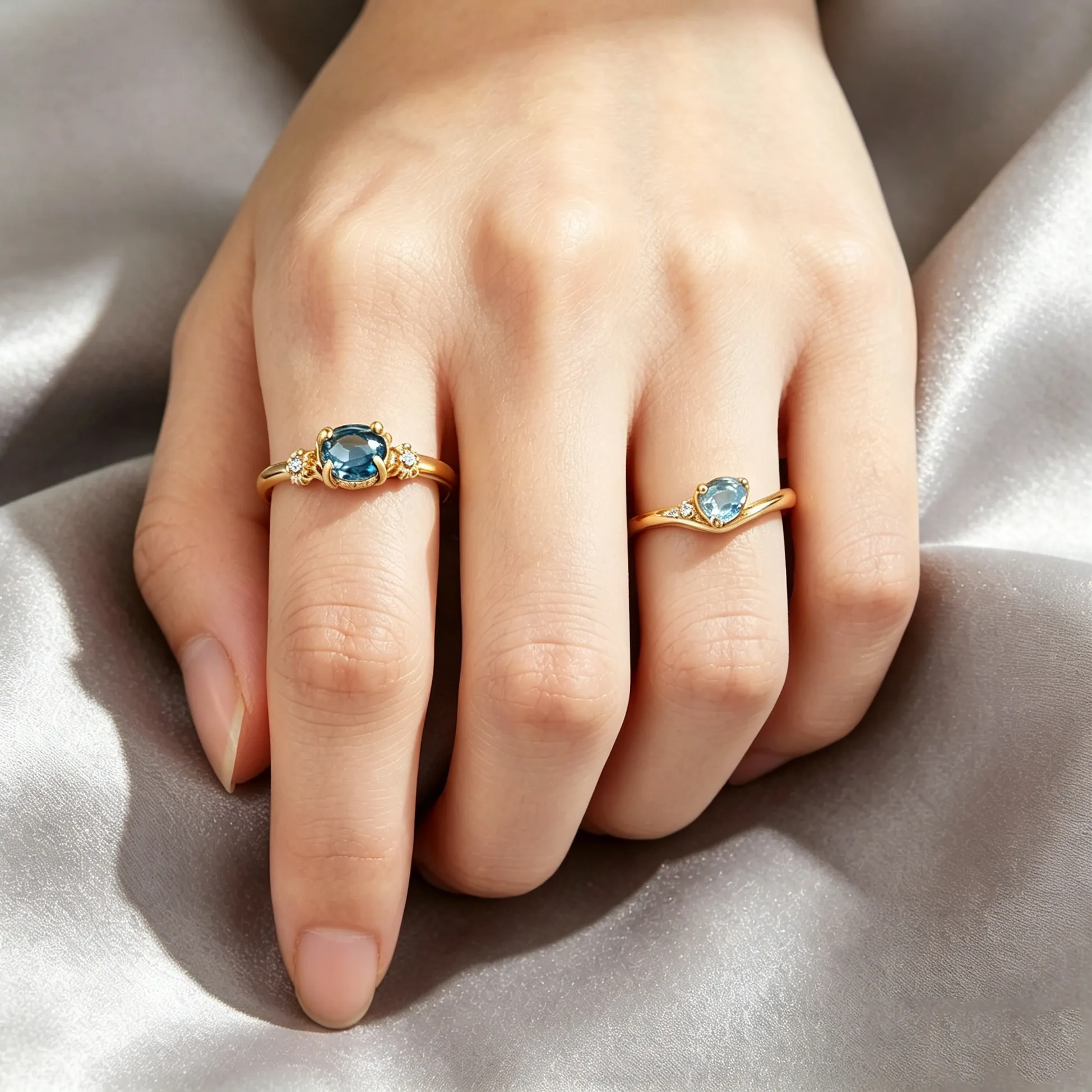 Authentic Lamoon Natural Aquamarine Gemstone Ring Classic 925 Sterling Silver Gold Plated Cubic Zircon Fine Jewelry Ri414