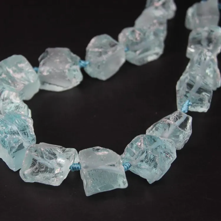 Authentic 15.5 Strand Blue Crystal Quartzs Freeform Raw Nugget Beads, Light Blue Crystal Pendant Necklace Jewelry Crafts Making