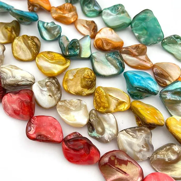 Authentic Natural Shell Beads Freeform Shape Loose Stone For DIY Necklace Bracelet Earring Jewelry Making Spacer Strand 15"