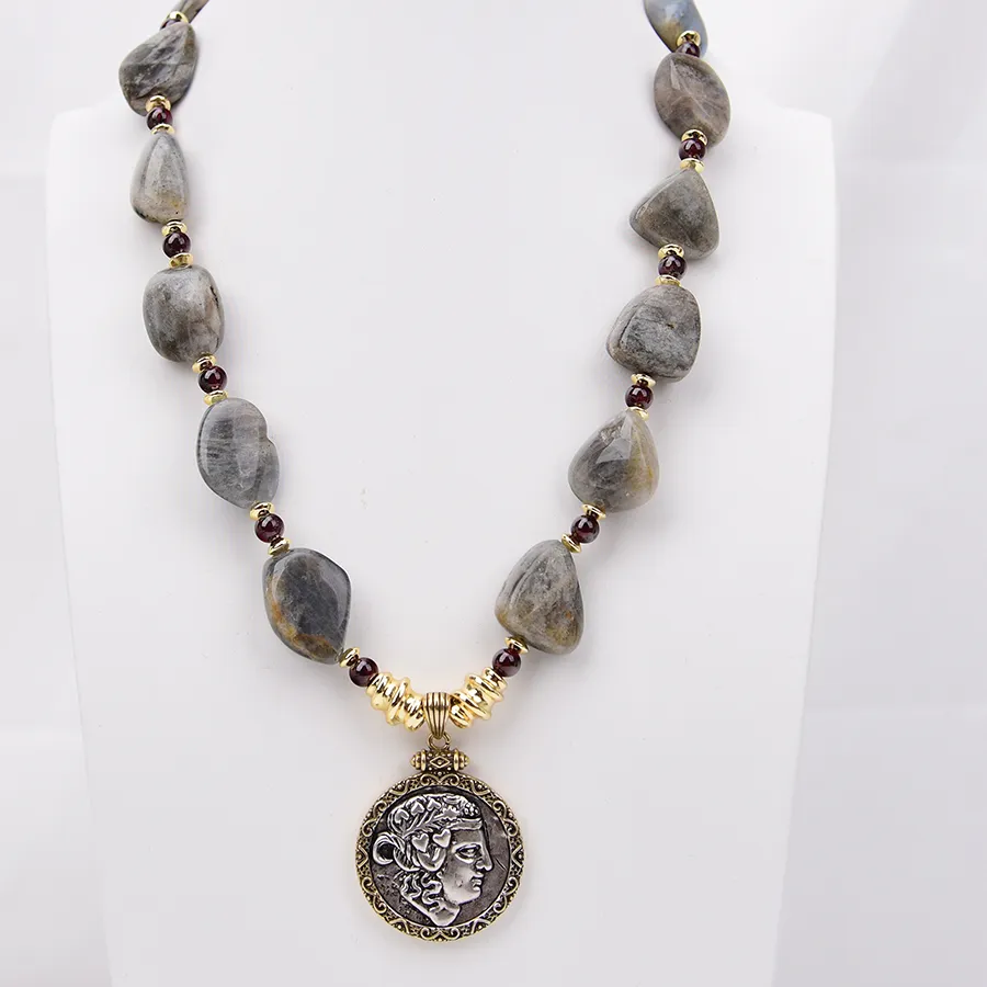 Authentic Talisman of Courage: Gray Labradorite and Ruby's Harmonious Union