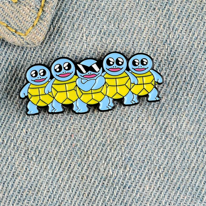 Authentic Blue Tortoise Enamel Pins Custom Cool Sunglasses Turtle Brooch Lapel Pin Bag Badge Childhood Animal Jewelry Kids Friends