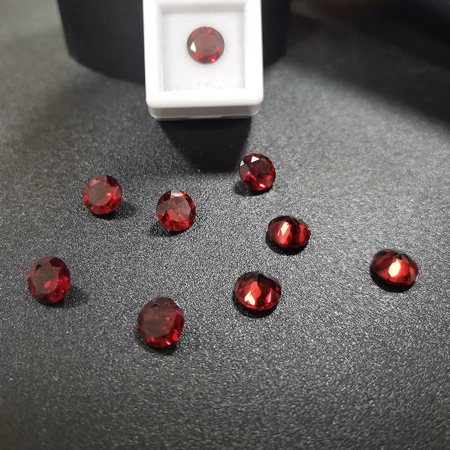 Authentic Factory Natural Stone Round Cut 6.5mm 1.2Ct Loose Gemstone Garnet For Ring Earring Jewelry Making Accessories