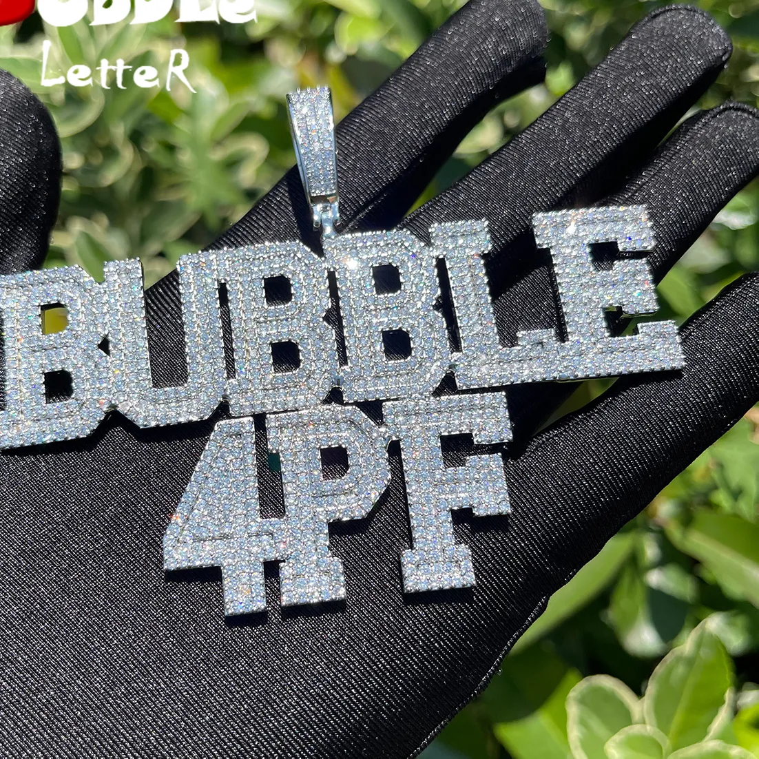 Authentic Bubble Letter Customized Name Necklace for Men Personalized Pendants Solid Back Cubic Zirconia Hip Hop Jewelry