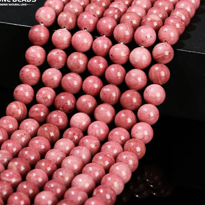 Authentic 5A 7A Natural Stone Red Rhodonite Round Loose Beads 4 6 8 10 12Mm Fit Diy Charms Bracelet Earring For Jewelry Making Accessory
