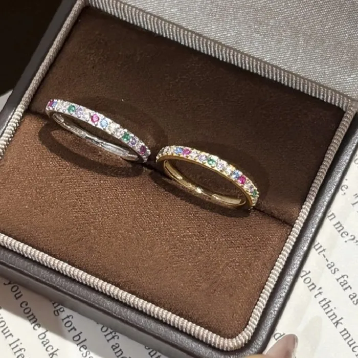 Authentic Apaison Sparkling Full Lab Grown Gemstones Women Ring - Wedding Engagement Anniversary Gold Plated Jewelry