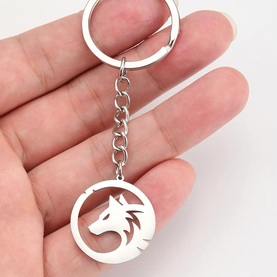 Authentic Dawapara Animal Wolf Head Pendant Keychain Jungle Totem Wolf Keyring Jewelry Gothic Wiccan Accessories