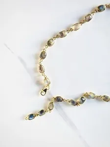 Authentic Genuine Moonstone Necklace 19.25” Yellow Gold Plated Sterling Silver Chain