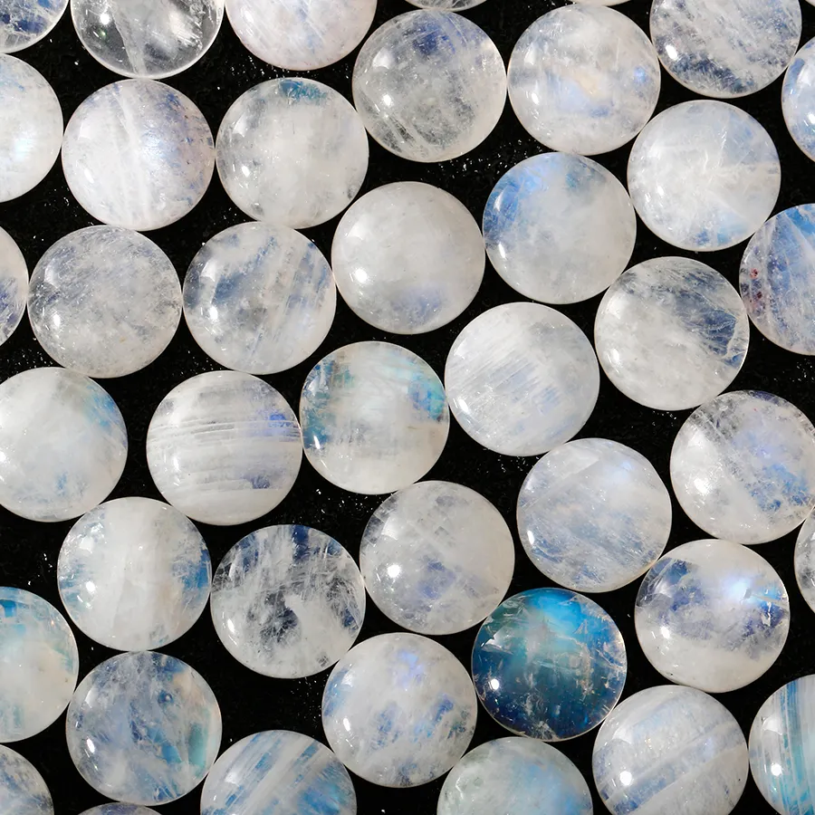 Authentic Round Cut Natural Moonstone 10x10MM Loose Stones with Blue light Decoration Gemstone Jewelry 5 pcs/set